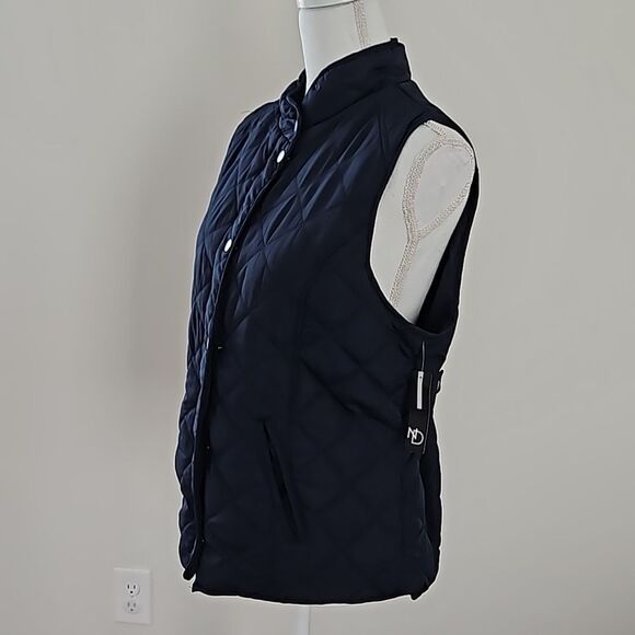 NEW DIRECTIONS Quilted Sleeveless Vest Blue, Diamond Pattern, Snap Closure,L - Picture 6 of 10